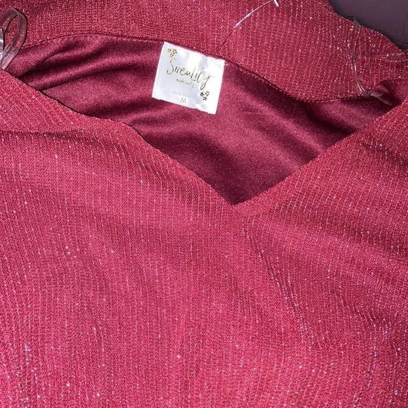 Siren Lily Maternity Shimmery Top with elastic and ties on sleeves New - Picture 7 of 9